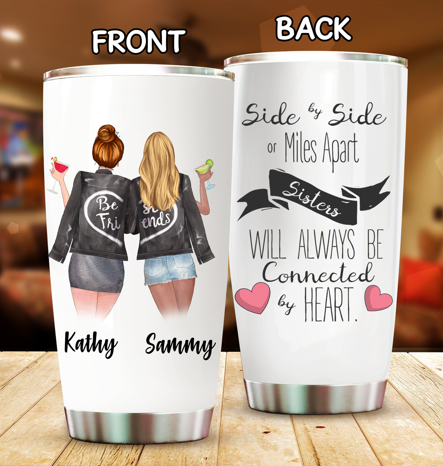 Personalized best friend tumbler with custom design, Best friend gift