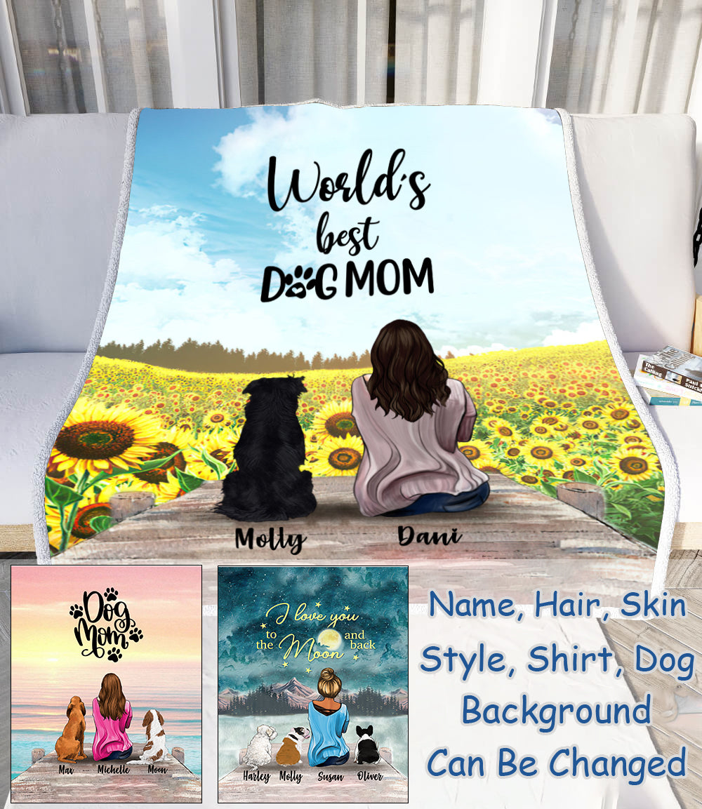 Personalized Dog mom Blanket For Dog lover with custom design, Best gift for dog mom